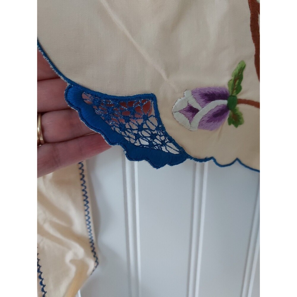 VTG Colorful Ivory Portugal Embroidered Floral Traditional Pocket Half‎ Apron - Picture 3 of 5